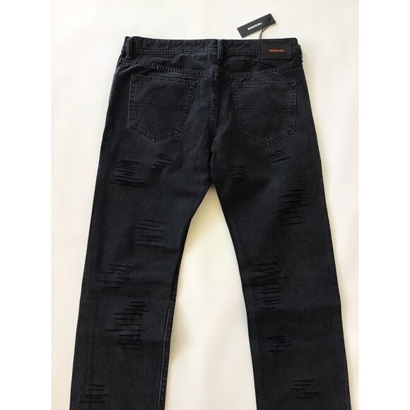 $228 Diesel Men's Buster Regular Slim Tapered Destroy Jeans 084PQ Black Size 34 - Picture 8 of 12